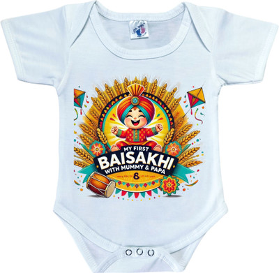 Cutie Pals Romper For Baby Boys & Baby Girls Casual Graphic Print Cotton Blend(Blue, Pack of 1)