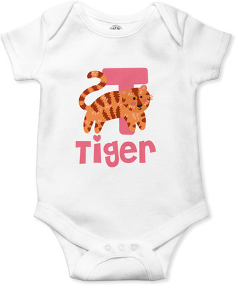 THE PRINT PLATTER Romper For Baby Boys & Baby Girls Printed Pure Cotton(White, Pack of 1)