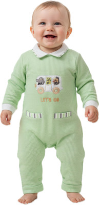 Pompidou Romper For Baby Boys Casual Printed Pure Cotton(Green, Pack of 1)