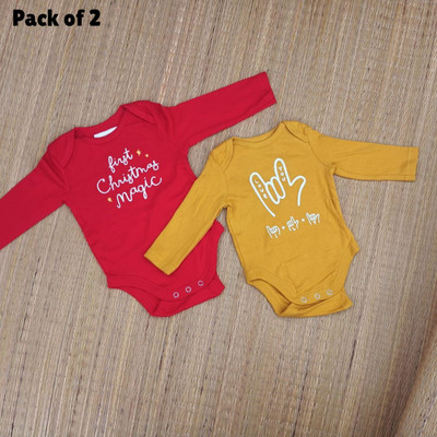SELVIS BOUTIQUE Romper For Baby Boys & Baby Girls Party Printed Cotton Blend(Multicolor, Pack of 2)