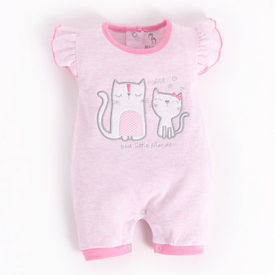 BabyGo Romper For Baby Girls Casual Embellished Pure Cotton(Pink, Pack of 1)
