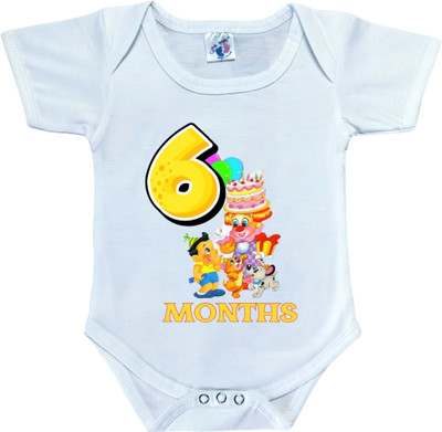 Cutie Pals Romper For Baby Boys & Baby Girls Casual Graphic Print Cotton Blend(White, Pack of 1)