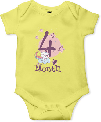 THE PRINT PLATTER Romper For Baby Boys & Baby Girls Graphic Print Pure Cotton(Yellow, Pack of 1)