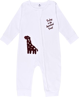 COYOTX Romper For Baby Boys & Baby Girls Casual Embroidered Cotton Blend(White, Pack of 1)