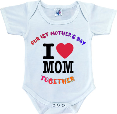 Cute Palls Romper For Baby Boys & Baby Girls Casual Graphic Print Cotton Blend(White, Pack of 1)