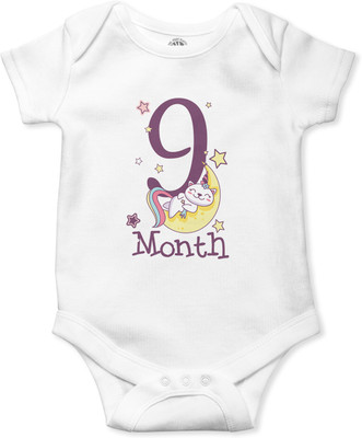 THE PRINT PLATTER Romper For Baby Boys & Baby Girls Printed Pure Cotton(White, Pack of 1)