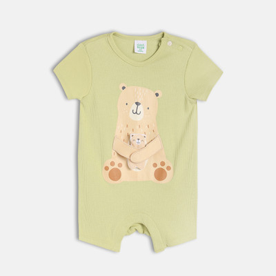 MINI KLUB Romper For Baby Boys Casual Printed Pure Cotton(Green, Pack of 1)