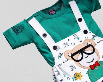 Procyon Dungaree For Baby Boys & Baby Girls Casual Printed Hosiery(Green, Pack of 1)