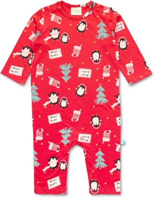 JusCubs Romper For Baby Boys & Baby Girls Casual Printed Cotton Blend(Grey, Pack of 1)