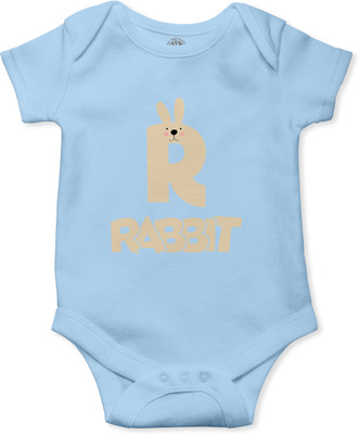 THE PRINT PLATTER Romper For Baby Boys & Baby Girls Graphic Print Pure Cotton(Light Blue, Pack of 1)