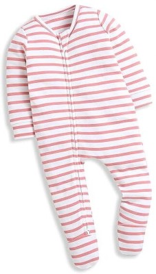 nino bambino Romper For Baby Boys & Baby Girls Casual Striped Pure Cotton(Pink, Pack of 1)