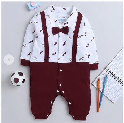 Procyon Romper For Baby Boys & Baby Girls Casual Graphic Print Pure Cotton(Maroon, Pack of 1)