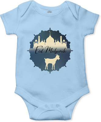 THE PRINT PLATTER Romper For Baby Boys & Baby Girls Printed Pure Cotton(Light Blue, Pack of 1)