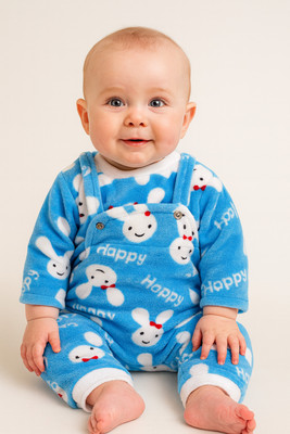 AFNAN MULTI BRAND Dungaree For Baby Boys & Baby Girls Self Design Wool Blend(Blue, Pack of 1)