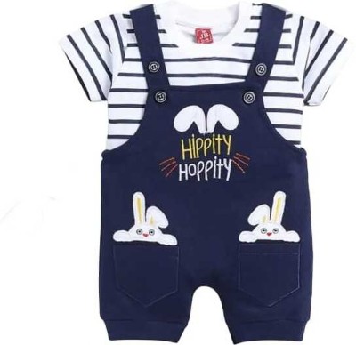 INDHRANI Dungaree For Baby Boys & Baby Girls Casual Printed Pure Cotton(Blue, Pack of 1)