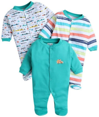 Mahadev Impex Romper For Baby Boys & Baby Girls Casual Printed Pure Cotton(Dark Blue, Pack of 3)