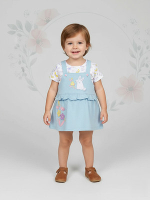 BABY'S DAY Dungaree For Baby Girls Casual Printed Pure Cotton(Blue, Pack of 1)