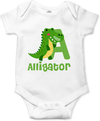 THE PRINT PLATTER Romper For Baby Boys & Baby Girls Printed Pure Cotton(White, Pack of 1)