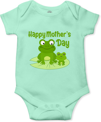 THE PRINT PLATTER Romper For Baby Boys & Baby Girls Casual Graphic Print Cotton Blend(Light Green, Pack of 1)