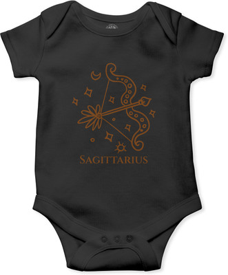 THE PRINT PLATTER Romper For Baby Boys & Baby Girls Graphic Print Pure Cotton(Black, Pack of 1)