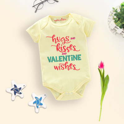 Babywish Romper For Baby Boys & Baby Girls Casual Printed Cotton Blend(Yellow, Pack of 1)