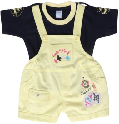 FUTURE TRENDSs Dungaree For Baby Boys & Baby Girls Printed Hosiery(Multicolor, Pack of 2)
