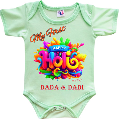 Cute Palls Romper For Baby Boys & Baby Girls Casual Printed Cotton Blend(Light Green, Pack of 1)