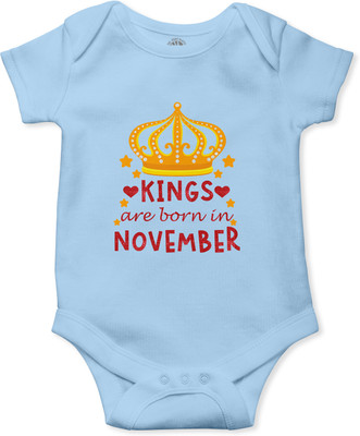 THE PRINT PLATTER Romper For Baby Boys & Baby Girls Printed Pure Cotton(Light Blue, Pack of 1)