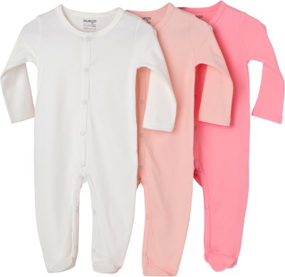 Nuego Romper For Baby Girls Casual Solid Pure Cotton(White, Pack of 3)