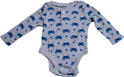 OM COLLECTIONS Romper For Baby Boys & Baby Girls Casual Animal Print Pure Cotton(Black, Pack of 1)