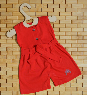 THE MAPLES FASHION Baby Girls Above Knee Casual Dress(Red, Sleeveless)