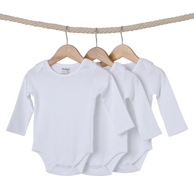 Nuego Romper For Baby Boys & Baby Girls Solid Pure Cotton(White, Pack of 3)