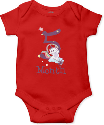 THE PRINT PLATTER Romper For Baby Boys & Baby Girls Printed Pure Cotton(Red, Pack of 1)