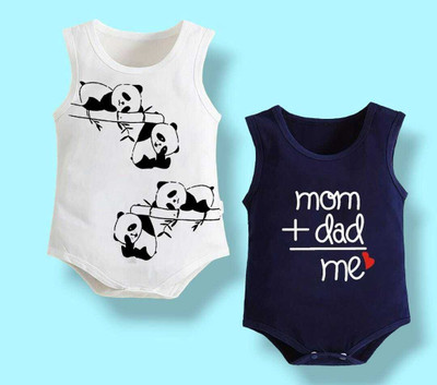 psv fashion Romper For Baby Boys & Baby Girls Casual Printed Pure Cotton(Multicolor, Pack of 2)