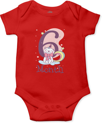 THE PRINT PLATTER Romper For Baby Boys & Baby Girls Printed Pure Cotton(Red, Pack of 1)
