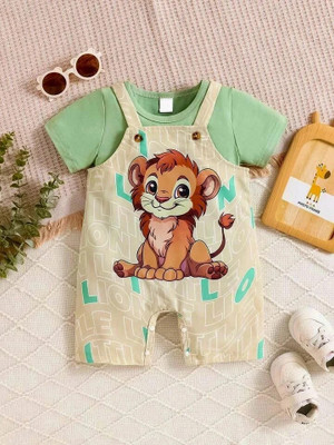 ENCASH FASHION Dungaree For Baby Boys & Baby Girls Printed Cotton Blend(Multicolor, Pack of 1)