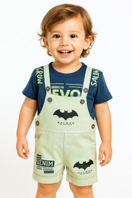 SPYRASE Dungaree For Baby Boys Casual Printed Cotton Blend(Green, Pack of 1)