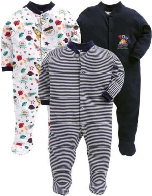 MAHADEV Romper For Baby Boys & Baby Girls Striped Cotton Blend(Multicolor, Pack of 3)