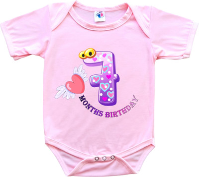 Cute Palls Romper For Baby Boys & Baby Girls Casual Graphic Print Cotton Blend(Pink, Pack of 1)