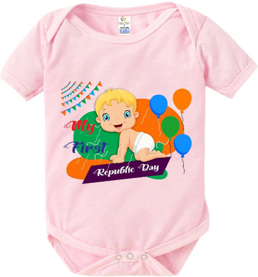 Babywish Romper For Baby Boys & Baby Girls Casual Printed Pure Cotton(Pink, Pack of 1)