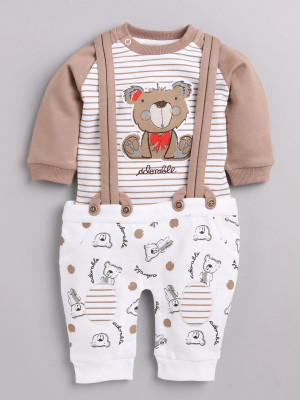 BabyGo Dungaree For Baby Boys Casual Printed Pure Cotton(Beige, Pack of 1)
