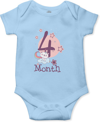 THE PRINT PLATTER Romper For Baby Boys & Baby Girls Graphic Print Pure Cotton(Light Blue, Pack of 1)