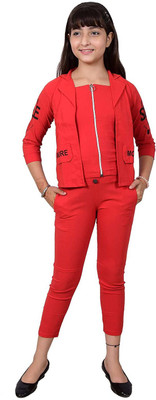 MYKUKI Girls Casual Blazer and Pant Set(Red Pack of 1)