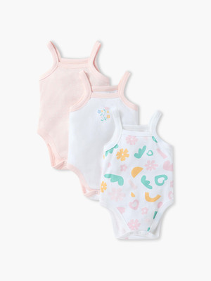 JUNIORS by Babyshop Romper For Baby Girls Casual Printed Pure Cotton(Multicolor, Pack of 3)