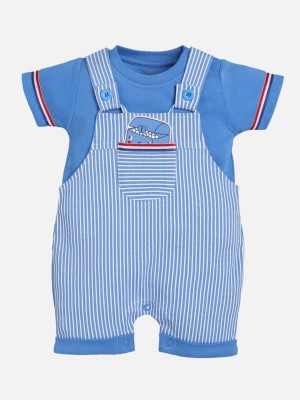 BabyGo Dungaree For Baby Boys Casual Printed Pure Cotton(Blue, Pack of 1)