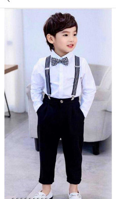 SAcollectoion Dungaree For Boys Casual Solid Cotton Blend(White, Pack of 1)