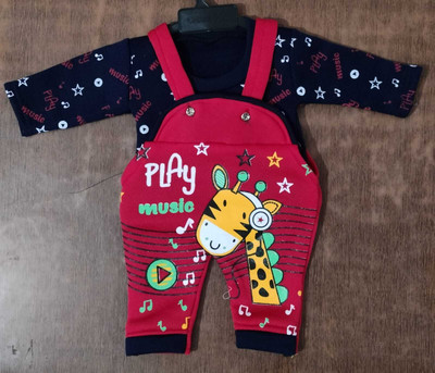 Iblay Dungaree For Baby Boys & Baby Girls Casual Printed Wool Blend(Red, Pack of 1)
