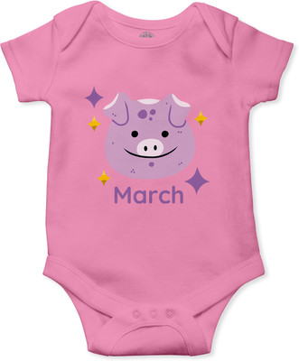 THE PRINT PLATTER Romper For Baby Boys & Baby Girls Graphic Print Pure Cotton(Pink, Pack of 1)