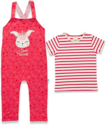 JusCubs Dungaree For Baby Girls Casual Printed Pure Cotton(Pink, Pack of 1)