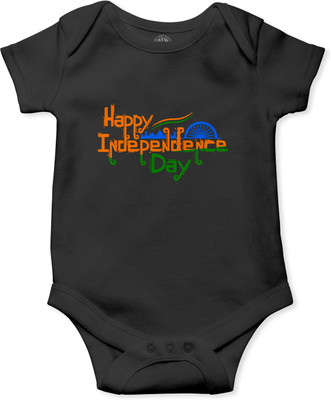THE PRINT PLATTER Romper For Baby Boys & Baby Girls Graphic Print Pure Cotton(Black, Pack of 1)
